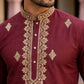 Men Japanese Fabric Embroidered Kurta Set ( 65KP 5473Maroon S ) [FF] [H-10]