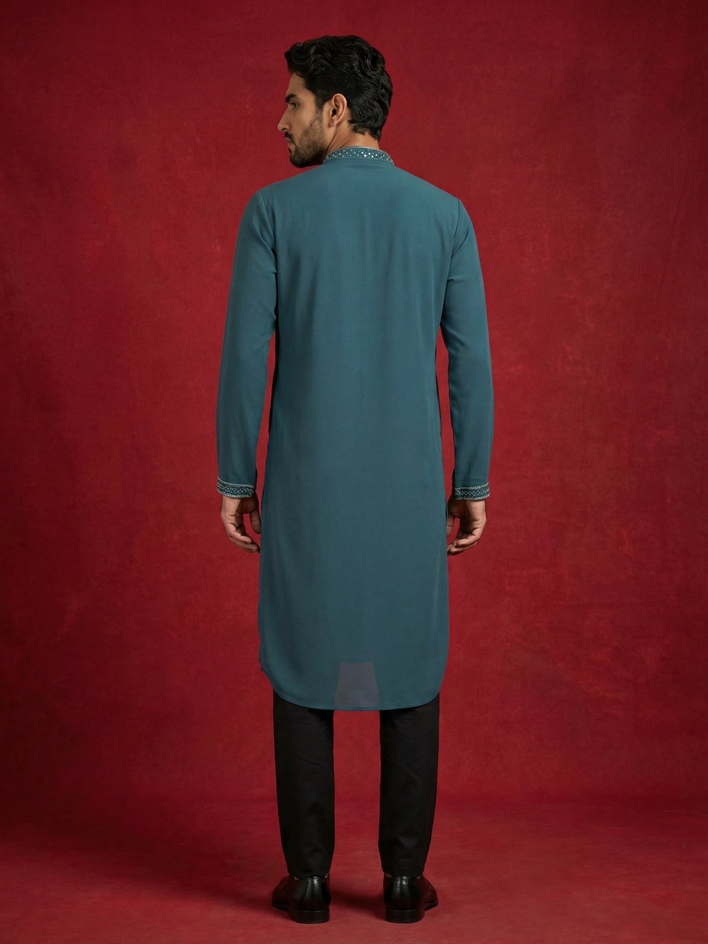 Men Japanese Imported Embroidered Kurta Set ( 65KP 5474Blue S ) [FF] [I-1]