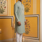 Men Japanese Fabric Embroidered Kurta Set ( 65KP 5475Green S )