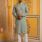 Men Japanese Fabric Embroidered Kurta Set ( 65KP 5475Green S )