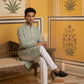 Men Japanese Fabric Embroidered Kurta Set ( 65KP 5475Green S )