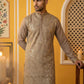 Embroidered Silk Blend Kurta Set for Men ( 65KP P 5489Brown ) [FF] [A-1-4]
