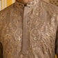 Embroidered Silk Blend Kurta Set for Men ( 65KP P 5489Brown ) [FF] [A-1-4]