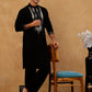 Japanese Fabric Embroidered Kurta with Korean Pants ( 65KP PJ11B F 5497 Black )
