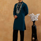 Japanese Fabric Embroidered Kurta with Korean Pants ( 65KP PJ11B F 5497 Peacock )
