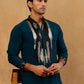 Japanese Fabric Embroidered Kurta with Korean Pants ( 65KP PJ11B F 5497 Peacock )