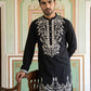Men Japanese Fabric Embroidered Kurta Set ( 65KP B-P 5498Black )