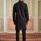 Men Japanese Fabric Embroidered Kurta Set ( 65KP B-P 5498Black )