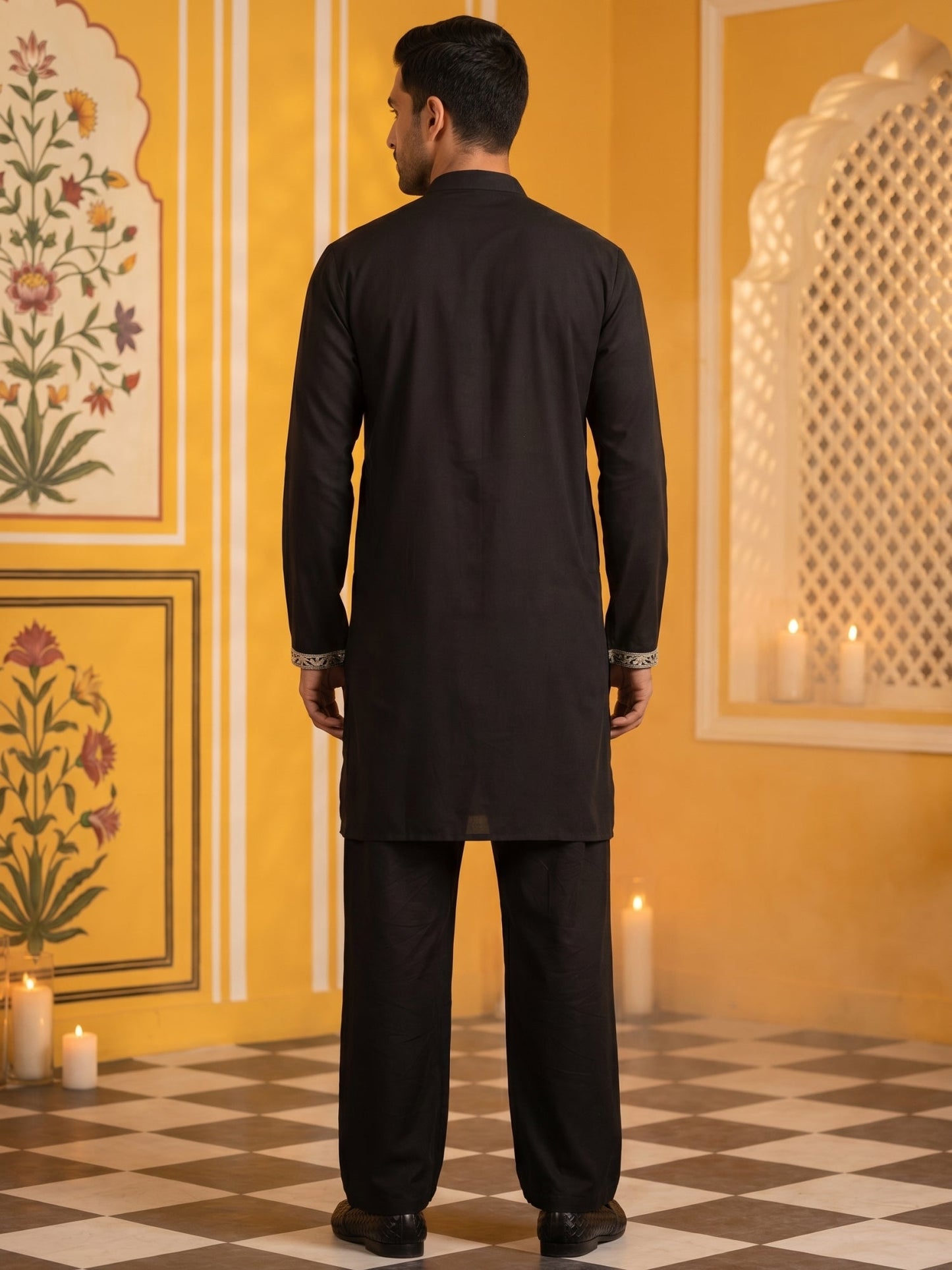 Men Japanese Fabric Embroidered Kurta Set