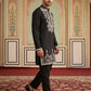 Men Japanese Fabric Embroidered Kurta Set ( 65KP B-P 5498Black )