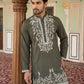 Men Japanese Fabric Embroidered Kurta Set ( 65KP 5498Mehndi S ) [FF] [P-15-14]