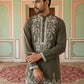Men Japanese Fabric Embroidered Kurta Set ( 65KP 5498Mehndi S ) [FF] [P-15-14]