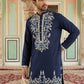 Men Japanese Fabric Embroidered Kurta Set ( 65KP 5498Navy S ) [FF] [P-15-14]