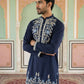 Men Japanese Fabric Embroidered Kurta Set ( 65KP 5498Navy S ) [FF] [P-15-14]