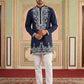 Men Japanese Fabric Embroidered Kurta Set ( 65KP 5498Navy S ) [FF] [P-15-14]