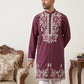 Men Japanese Fabric Embroidered Kurta Set ( 65KP P 5498Wine )