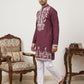 Men Japanese Fabric Embroidered Kurta Set ( 65KP P 5498Wine )