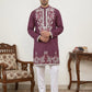 Men Japanese Fabric Embroidered Kurta Set ( 65KP P 5498Wine )