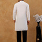 Japanese Fabric Embroidered Kurta with Korean Pants ( 65KP PJ11B F 5499 White )