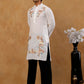 Japanese Fabric Embroidered Kurta with Korean Pants ( 65KP PJ11B F 5499 White )