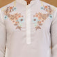Japanese Fabric Embroidered Kurta with Korean Pants ( 65KP PJ11B F 5499 White )