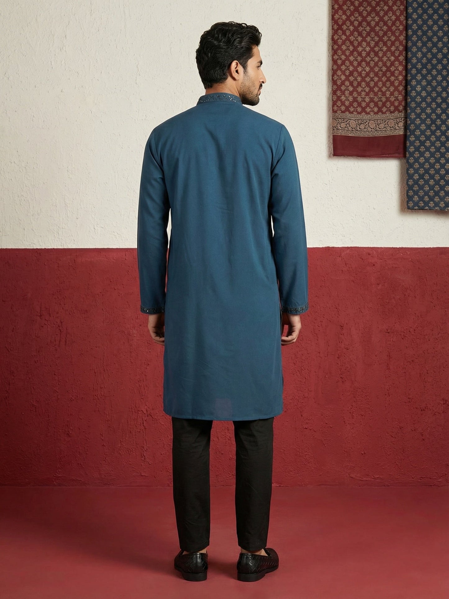 Japanese Fabric & Mirror Work Kurta Set ( 65KP B-P 5500Peacock S )