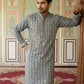 Modern Ethnic Silk Blend Kurta Pyjama Set ( 65KP 5501Grey S ) [FF] [A-1-4]