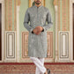 Modern Ethnic Silk Blend Kurta Pyjama Set ( 65KP 5501Grey S ) [FF] [A-1-4]