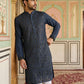 Modern Ethnic Silk Blend Kurta Pyjama Set ( 65KP 5501Navy S ) [FF] [A-1-4]