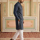 Modern Ethnic Silk Blend Kurta Pyjama Set ( 65KP 5501Navy S ) [FF] [A-1-4]