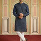 Modern Ethnic Silk Blend Kurta Pyjama Set ( 65KP 5501Navy S ) [FF] [A-1-4]