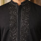 Japanese Cotton Blend Embroidered Kurta Set ( 65KP B-P 5502Black S )