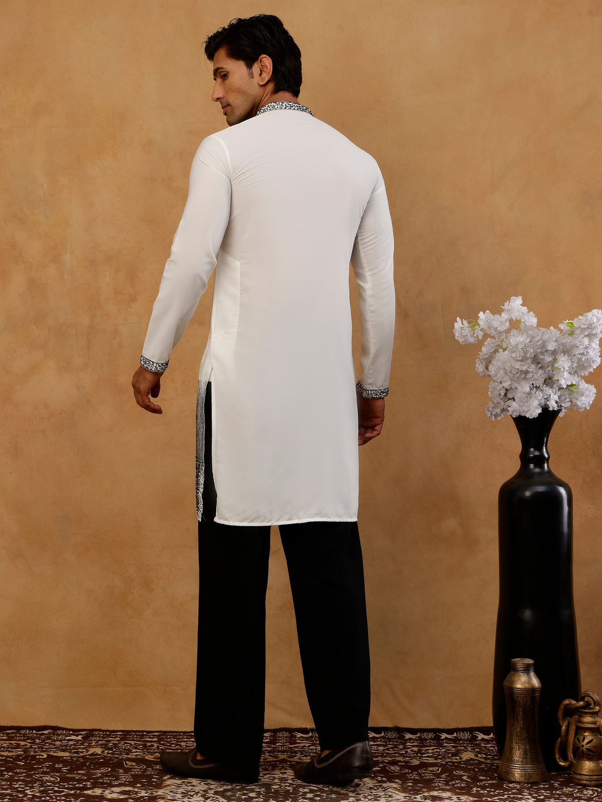 Japanese Imported Embroidered Kurta with Korean pants ( 65KP PJ11B I 5502 White )