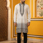 Japanese Cotton Blend Embroidered Kurta Set ( 65KP B-P 5502White S )