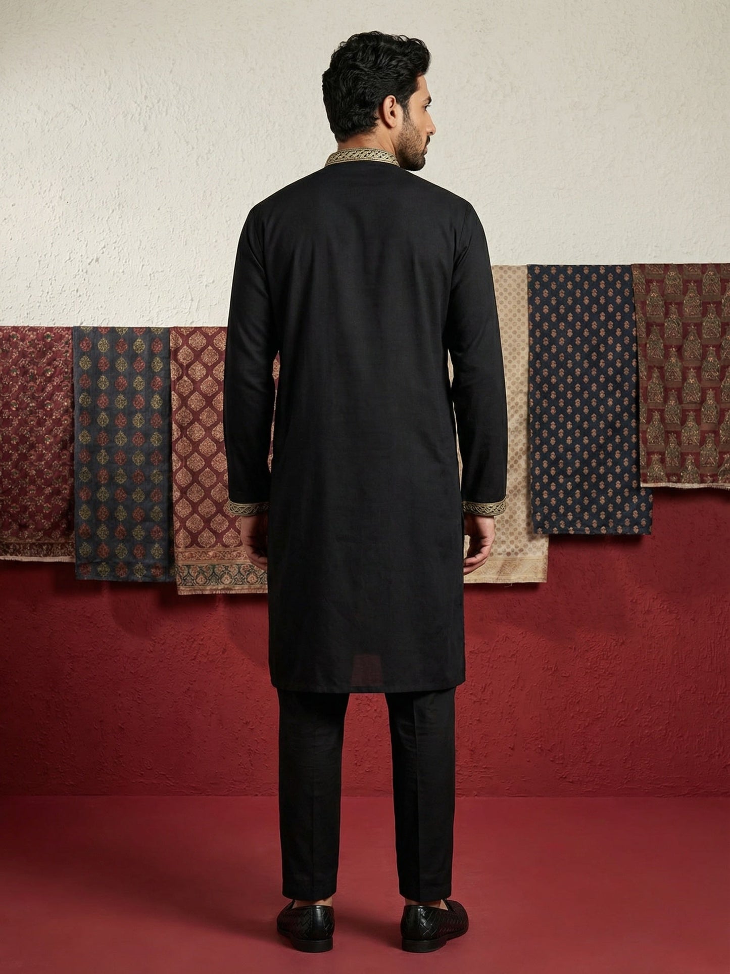 Luxury Japanese Kurta Set for Men ( 65KP B-P 5503Black S )