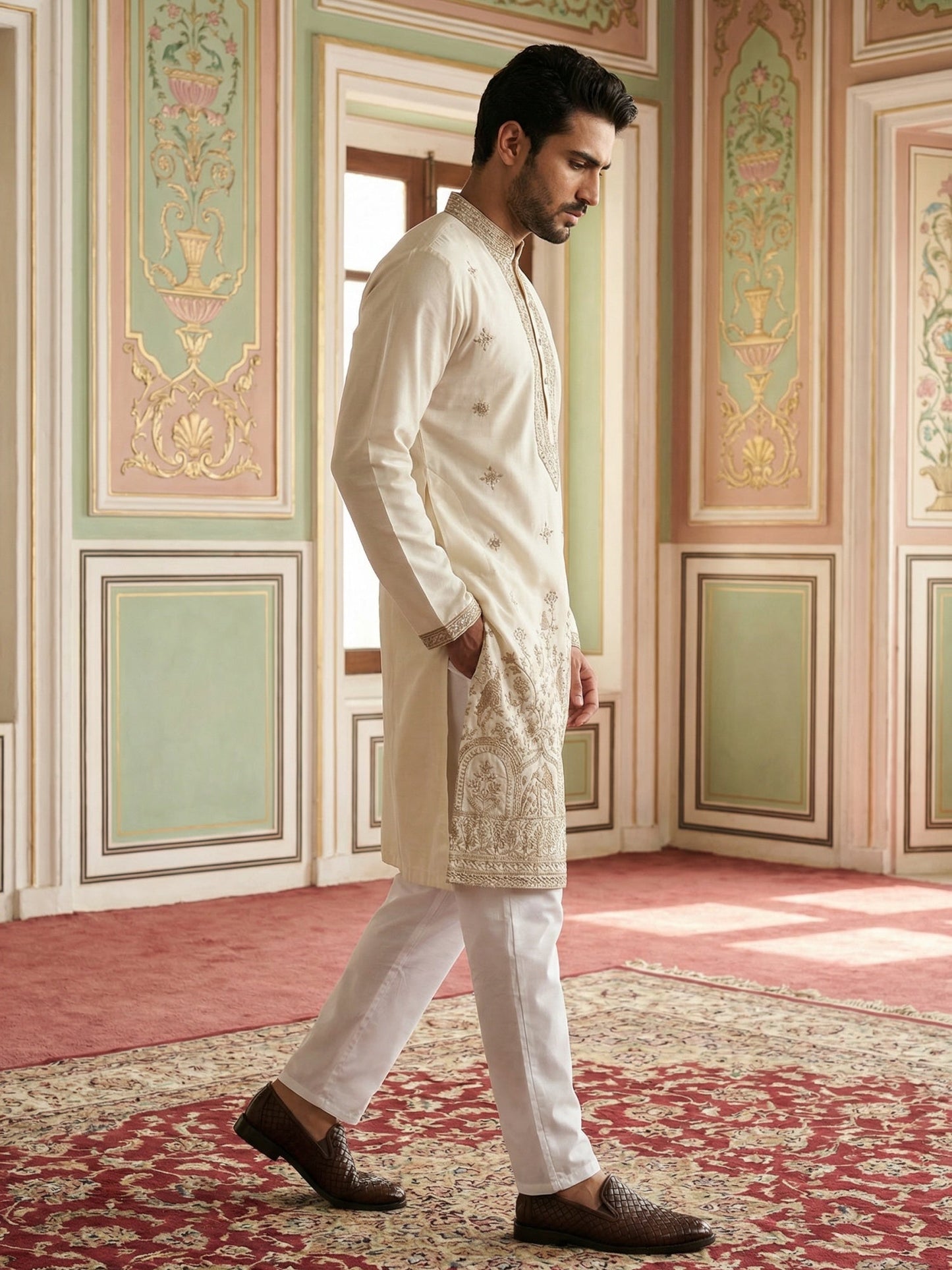 Luxury Japanese Kurta Set for Men ( 65KP 5503White S ) [FF] [H-10]
