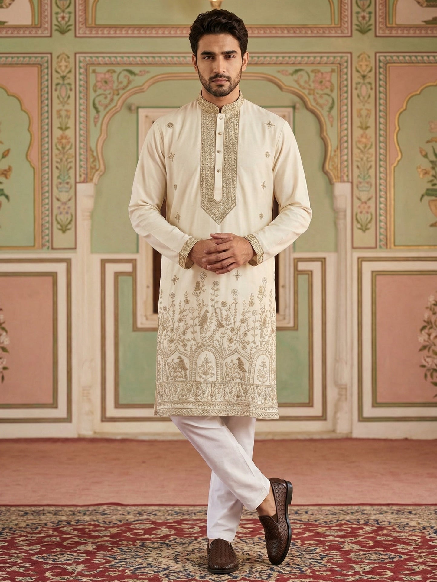 Luxury Japanese Kurta Set for Men ( 65KP 5503White S ) [FF] [H-10]
