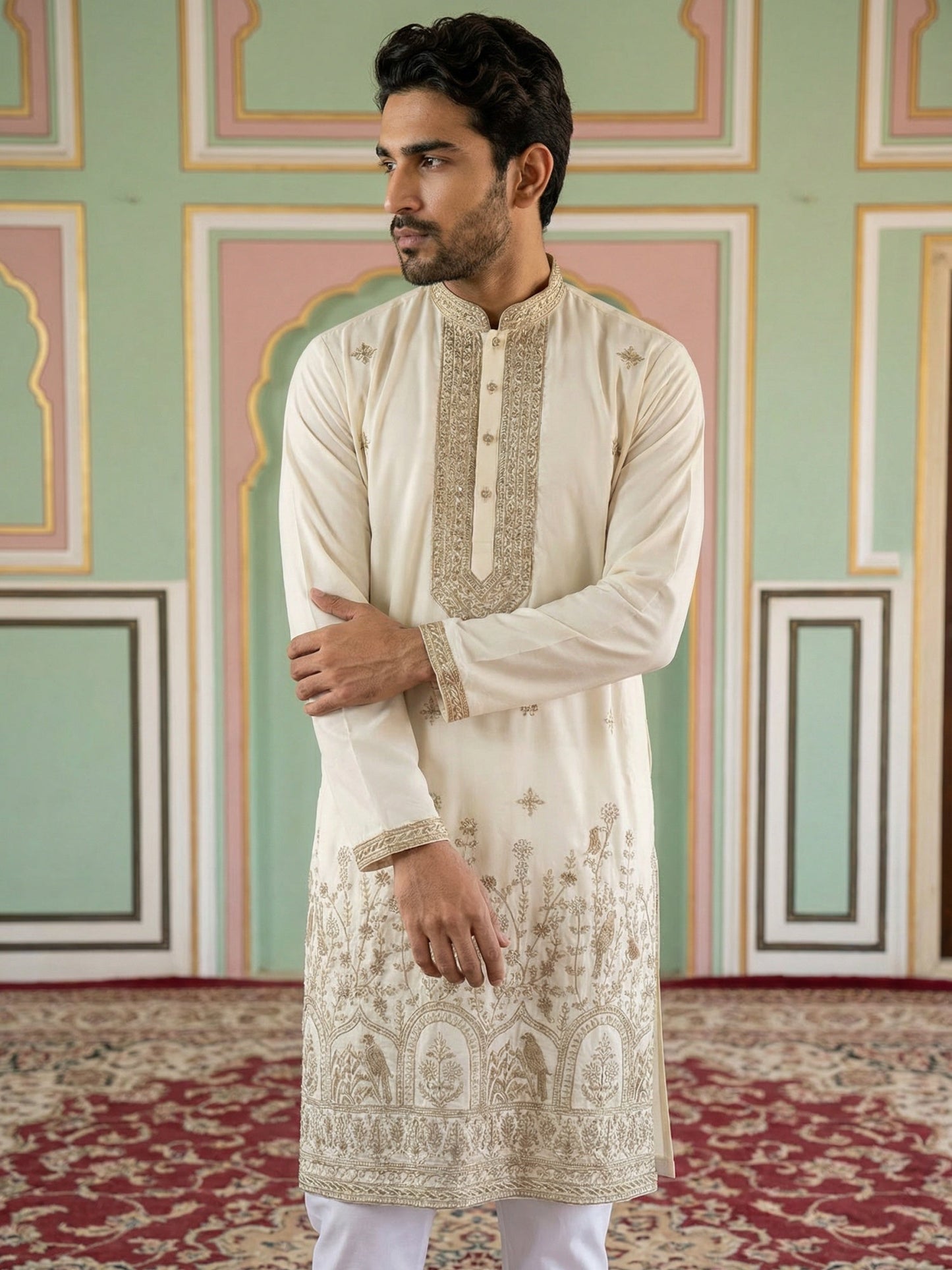 Luxury Japanese Kurta Set for Men ( 65KP 5503White S ) [FF] [H-10]