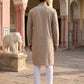 Men Japanese Imported Beige Embroidered Kurta Set
