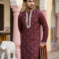Men Japanese Imported Maroon Embroidered Kurta Set