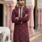 Men Japanese Imported Maroon Embroidered Kurta Set