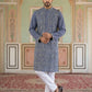 Men Festive Embroidered Straight Kurta Set ( 65KP P 5505Blue ) [FF] [H-10]