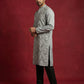 Men Festive Grey Embroidered Straight Kurta Set ( 65KP B-P 5505Grey S )