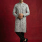 Men Festive Grey Embroidered Straight Kurta Set ( 65KP B-P 5505Grey S )