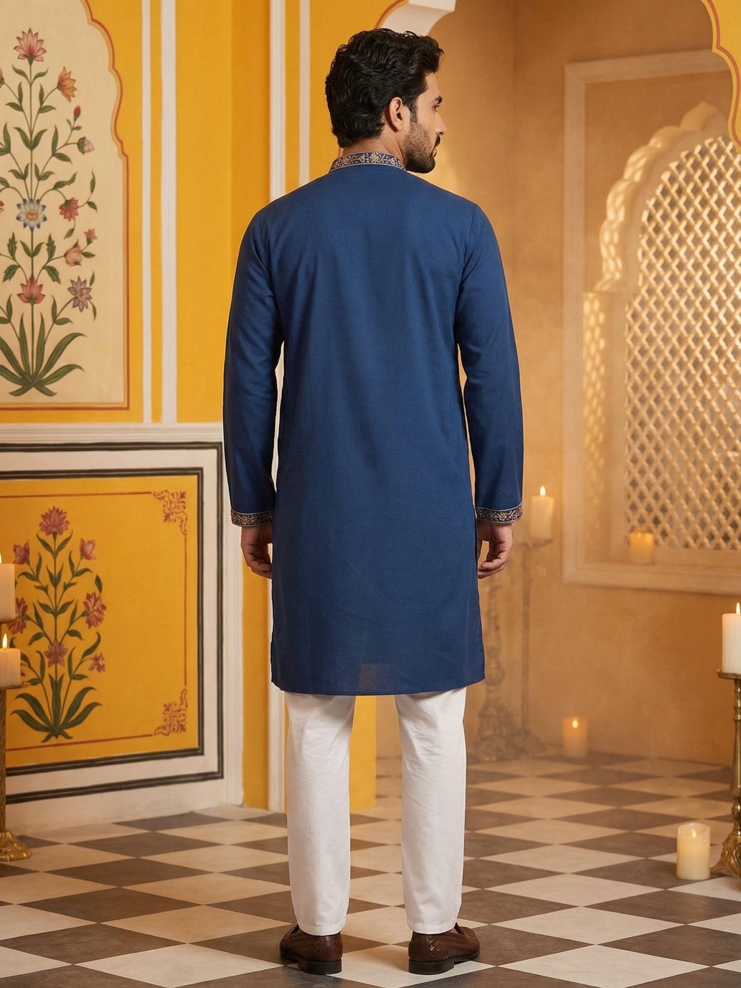 Royale Silk Blend Kurta Set ( 65KP 5506Peacock S )