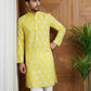 Men’s Cotton Blend Ethnic Printed Kurta Set ( 65KP P 5510Lemon ) [FF] [N-13]