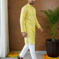 Men’s Cotton Blend Ethnic Printed Kurta Set ( 65KP P 5510Lemon ) [FF] [N-13]