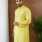 Men’s Cotton Blend Ethnic Printed Kurta Set ( 65KP P 5510Lemon ) [FF] [N-13]