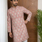 Men’s Cotton Blend Ethnic Printed Kurta Set ( 65KP P 5510Peach ) [FF] [N-13]