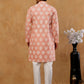 Men’s Cotton Blend Ethnic Printed Kurta Set ( 65KP W C 5510 Peach )